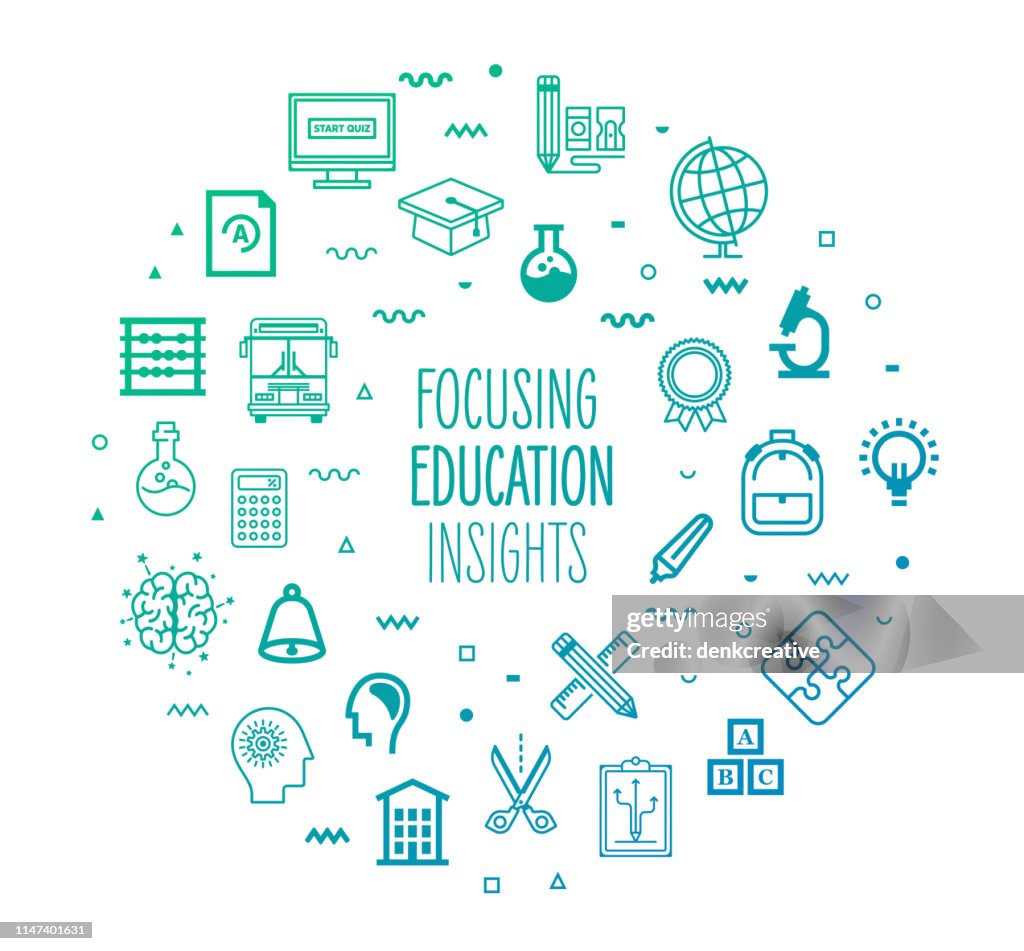 Focusing Education Insights Outline Style Infographic Design High Res