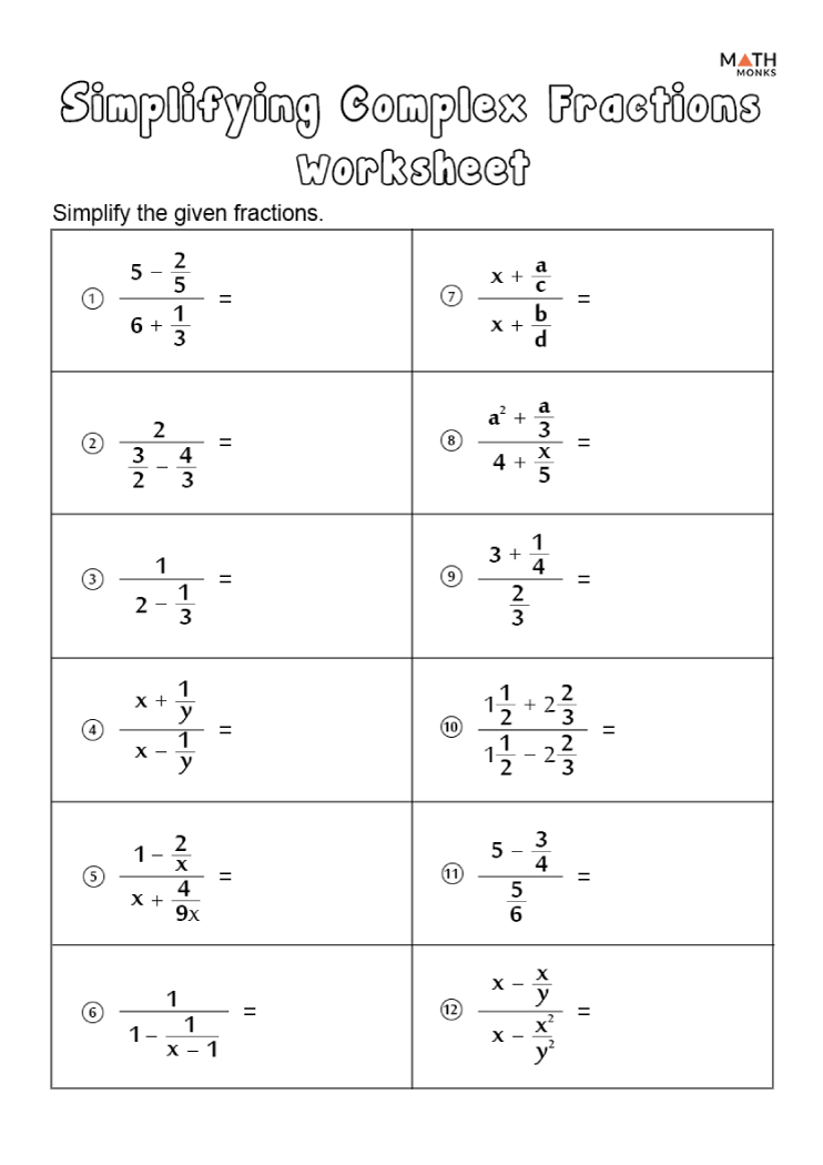 Free Worksheets On Simplifying Fractions