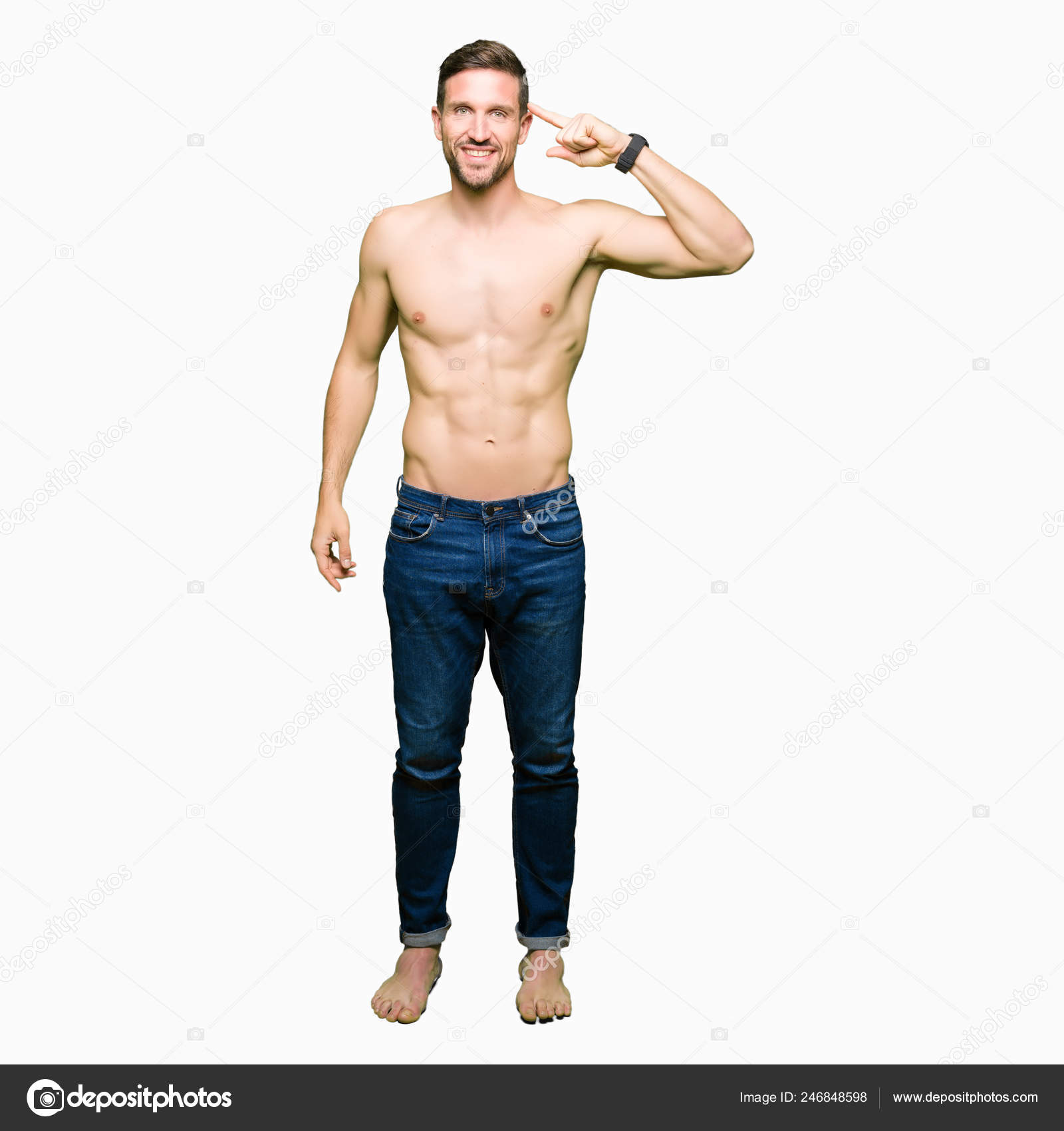 Happy Nude Woman Handsome Shirtless Man Stock Photo 1394604284