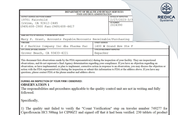 Hydroxyzine Pamoate H J Harkins Company Inc Fda Package Insert