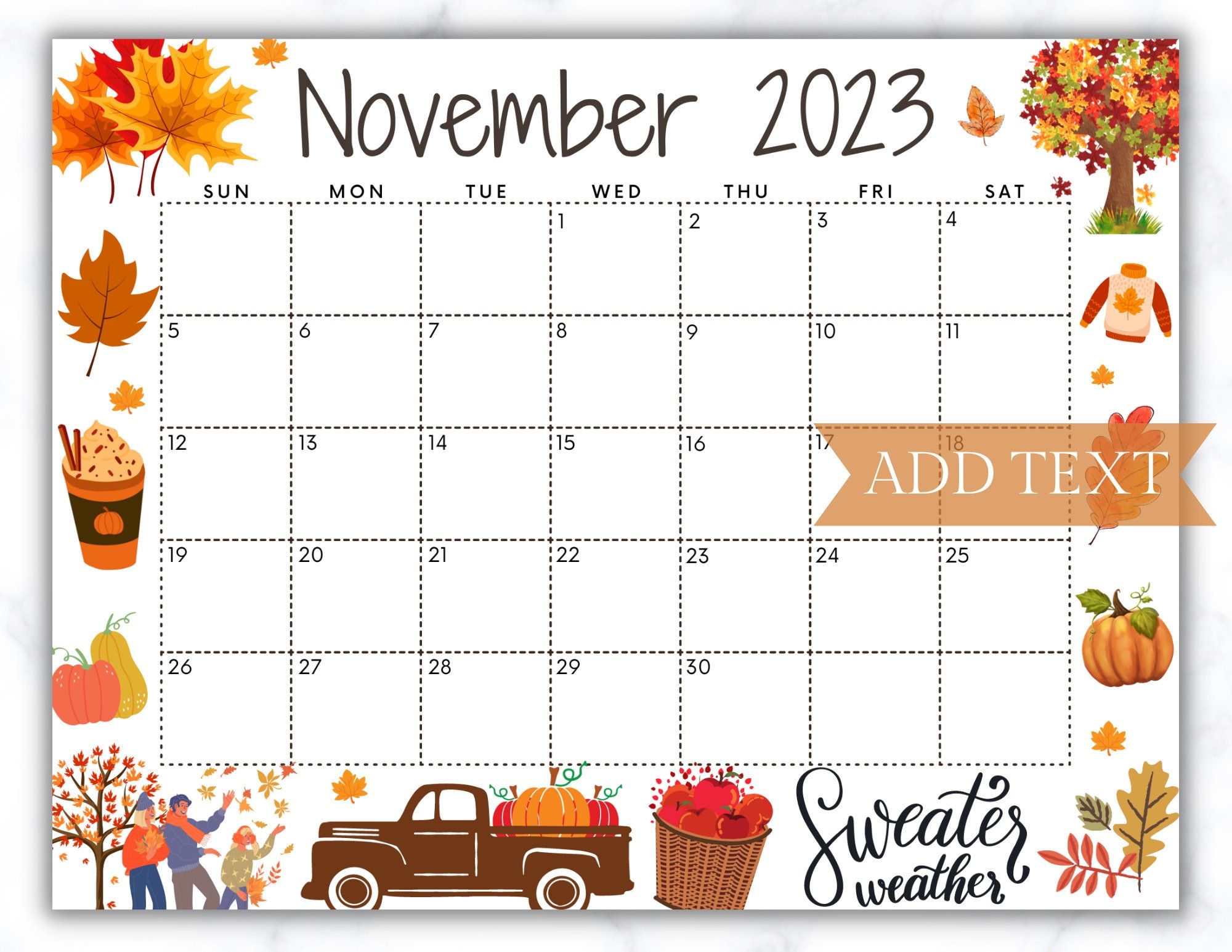 November 2024 Calendar Thanksgiving 2024 Damita Letisha