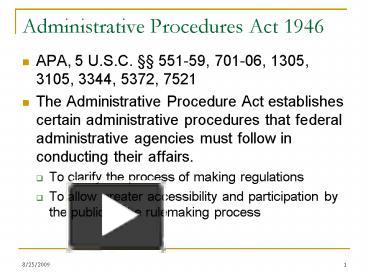 Ppt Administrative Procedures Act 1946 Powerpoint Presentation Free