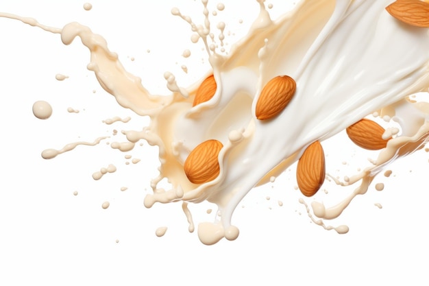 Premium Photo Captivating Fusion Almonds Diving Into Milky Abyss A