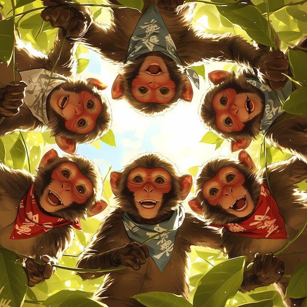 Premium Photo Energetic Monkeys Play Funfilled Adventure