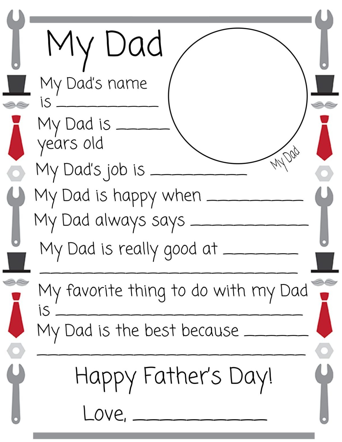 Printable Father Amp 39 S Day Questionnaires Gift Idea For The Love Of Food