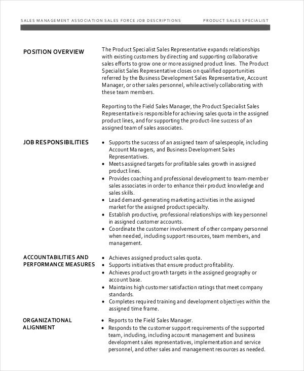 Sales Job Description Template