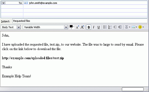 Sending An Email With A File Link Uploaded Through Ftp