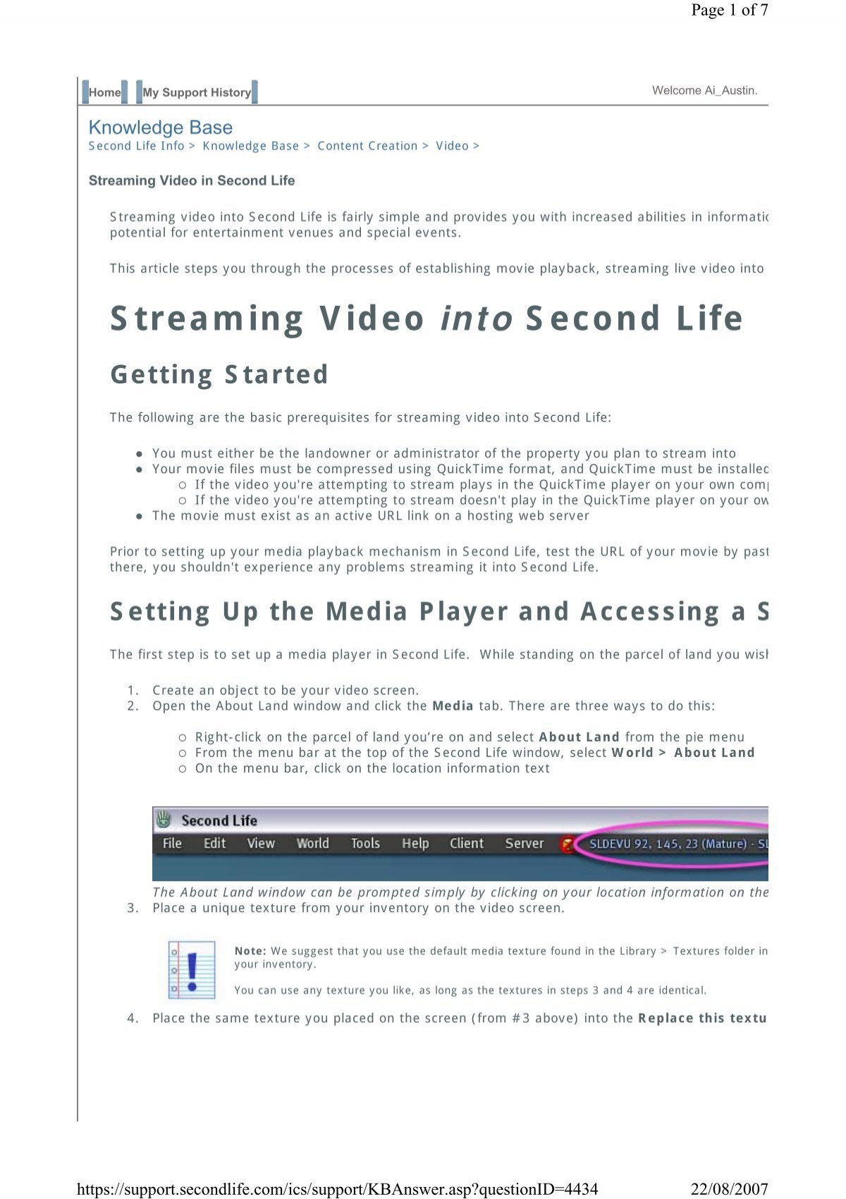 Streaming Video Into Second Life Pdf