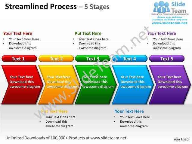 Streamlined Process 5 Stages Powerpoint Templates 0712