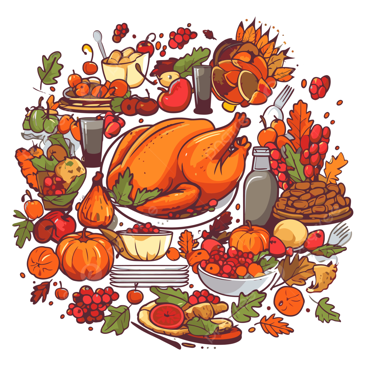 Thanksgiving Feast Clipart Thanksgiving Food In The Circle Cartoon