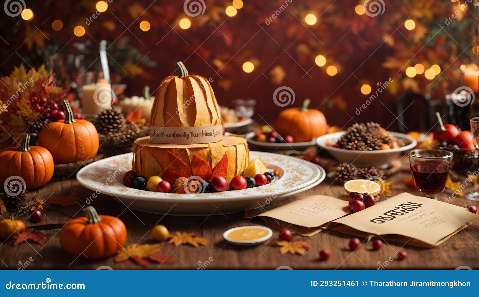 Thanksgiving Joy Unleashed Paper Graphic Celebration Stock