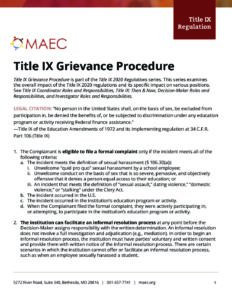 Title Ix Grievance Procedure Maec Inc