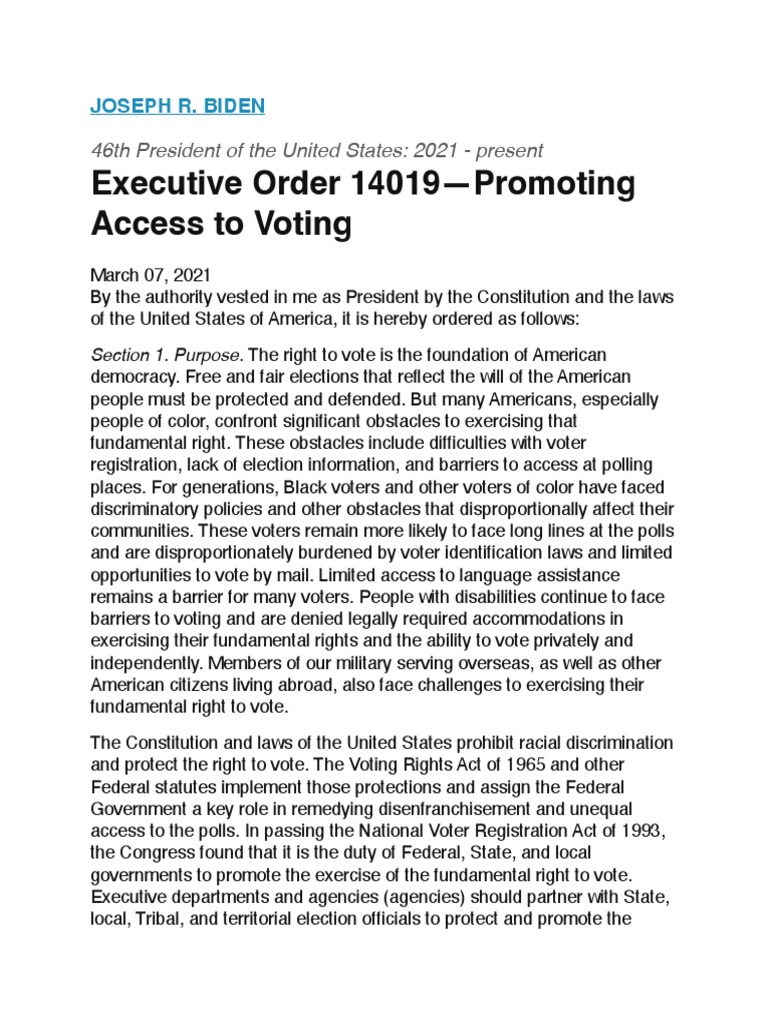 What Changes Does Executive Order 14019 Bring? Uncovering The Details